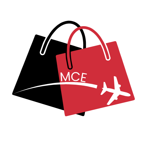 Logo da MCE com uma sacola de compras.